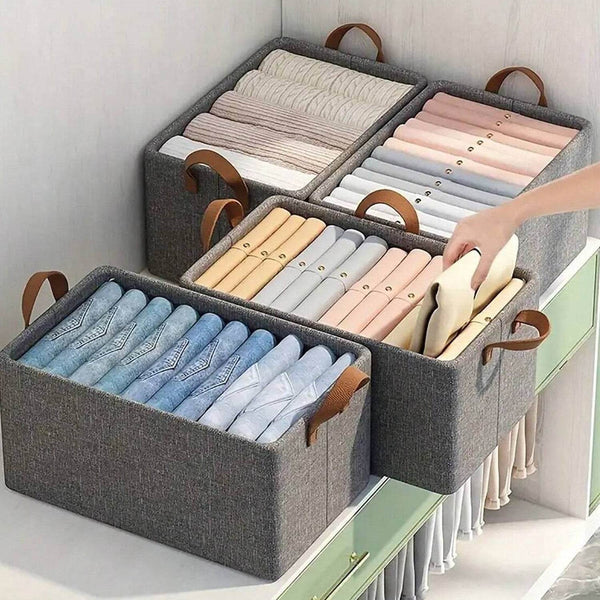 Cloth storage baskets, closet storage bins, Canvas Fabric Storage Basket for shelves, basket organizers for shelf, storage bins for clothes (48×27 Cm) - dailyneed.life