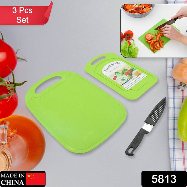 Premium Plastic Chopping Board & Steel Knife Vegetable Chopping Board With Knife Cutting Board for Kitchen Chopper Fruit and Vegetable Cutter Chopper Plastic (3 Pc Set) - dailyneed.life