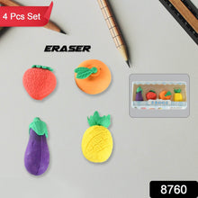 Mini Cute Veg & Fruit Erasers – 3D Colorful Eraser Set for Kids (4 Pc) - dailyneed.life