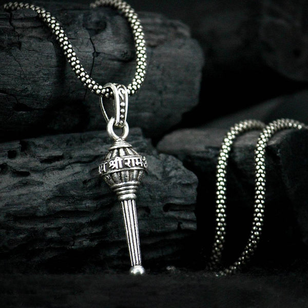 Silver Chain With Gada Pendant / Locket (1 Pc) - dailyneed.life