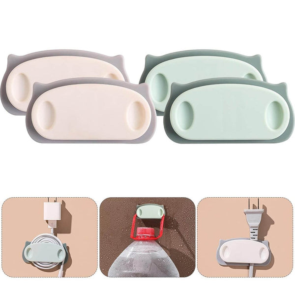 Pig Plug Wire Organizer Cable Holder Clips with Self-Adhesive Pad (4 Pcs Set) - dailyneed.life