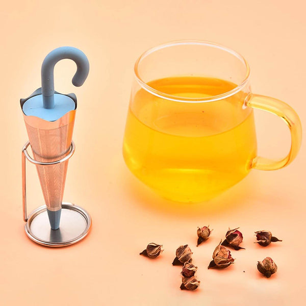 Reusable Cute Umbrella Tea Strainer With Tray / Stand (1 Pc) - dailyneed.life