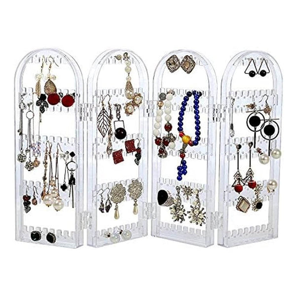 4 Folding Storage Hanger Acrylic Earring Screen Holder Display Stand Clear (1 Set) - dailyneed.life