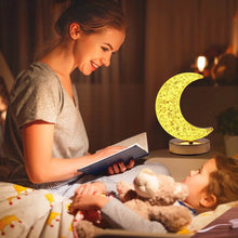 Crystal Table Lamp | Moon Shape Touch Control Lamp with 3 Color | Metal Bedside Lamp for Kids Bedroom Romantic Desktop Nightstand | Stepless Dimming USB Charging Touch Night Light - dailyneed.life
