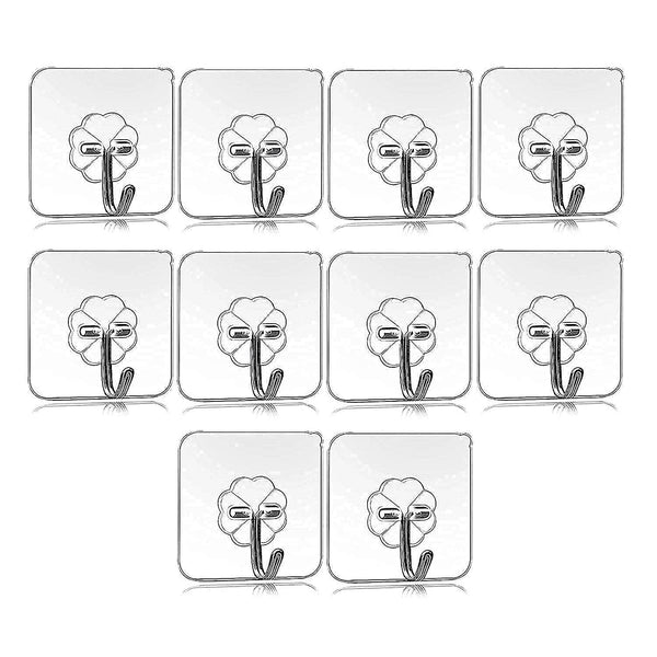 Self Adhesive Transparent Sticky Plastic & Stainless Steel Wall Hooks (10 Pcs Set) - dailyneed.life