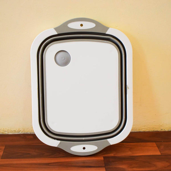 COLLAPSIBLE CUTTING BOARD WITH DISH TUB BASKET For Kitchen Use ( 1 Pcs ) - dailyneed.life