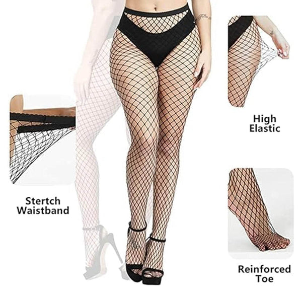 Women's / Girls's High Waist Pantyhose Tights Fishnet Stockings Broad Mesh Net Style (1 Pc) - dailyneed.life