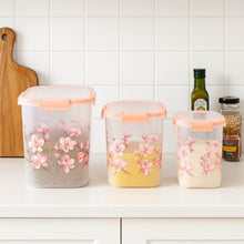 Square 3 Pcs Floral Printed Airtight Storage Container Set – Approx 2.8 Ltr, 4.5 Ltr, 6.9 Ltr (3 Pcs Set) - dailyneed.life