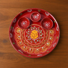 Hand-Painted Decorative Pooja Thali with Ganesha Motif and Diyas - dailyneed.life