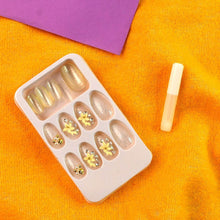 Premium Glitter 3D Floral Press-On Artificial Nail Tips with Nail Glue (1 Set) - dailyneed.life