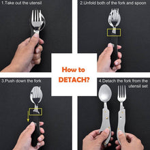 4-in-1 Stainless Steel Travel / Camping Folding Multi Swiss Cutlery Set - dailyneed.life