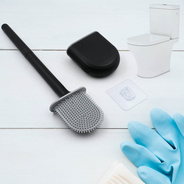 Silicone Toilet Brush with Holder Stand for Bathroom Cleaning - dailyneed.life