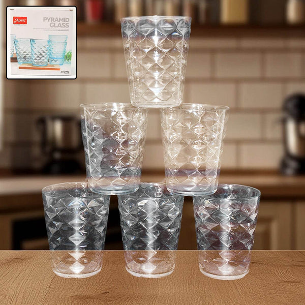 Apex Pyramid Design Unbreakable Plastic Glass – 300 ML - dailyneed.life