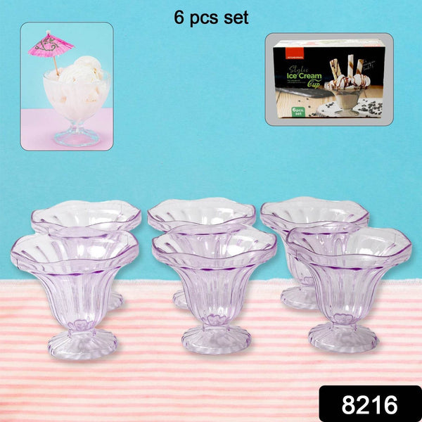 Crystal Plastic Ice-Cream Bowl, Home & Kitchen Serving Platter or Dessert Cup for Sundae, Sweets, Snacks, Fruit, Pudding, Nuts or Dip, Serving Bowls (Crystal Cups, Set of 6) - dailyneed.life