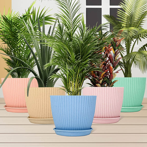 Plastic Flower Pot with Bottom Tray (5 Pcs Set) - dailyneed.life
