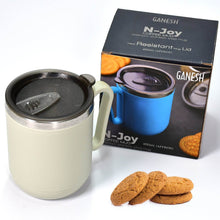 Ganesh Premium Stainless Steel Coffee Mug with heat resistant mug lid. Approx 400Ml mug. - dailyneed.life