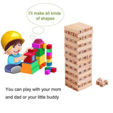 54 Pcs Blocks 4 Dices Wooden Tumbling Stacking Building - dailyneed.life