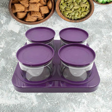 Airtight Plastic 4 Pc Storage Container Set, With Tray Dry Fruit Plastic Storage Container Tray Set With Lid & Serving Tray For Kitchen - dailyneed.life