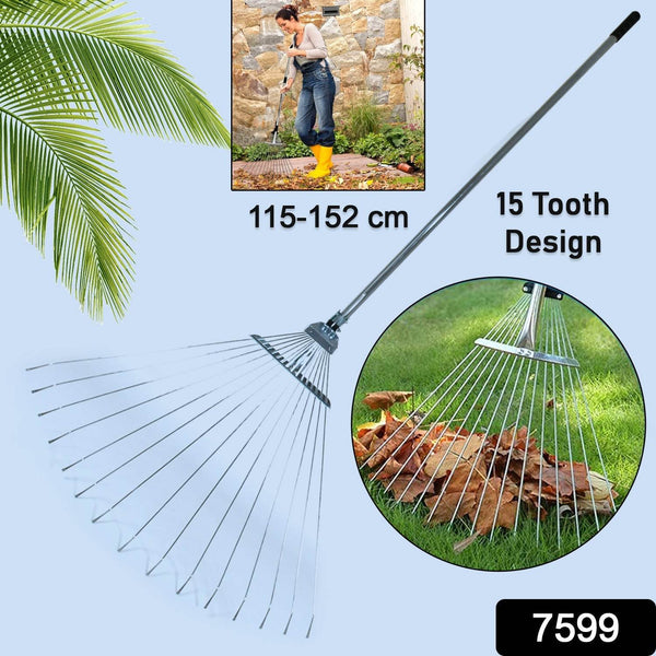 115-152 CM Rake for Gardening, Stainless Steel Telescopic Garden Rake for Quick Clean Up of Lawn and Yard, Adjustable Rake Claws Spacing Garden Broom with Long Handle for Clean Leaves (MOQ :- 12 pc) - dailyneed.life