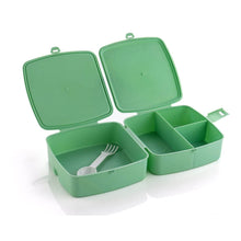 Double-Layer Square Lunch Box with Spoon , 4 Compartment Tiffin & Push Lock , Plastic Tiffin Box for Travelling, School Kids & Office Exclusive, Home - dailyneed.life