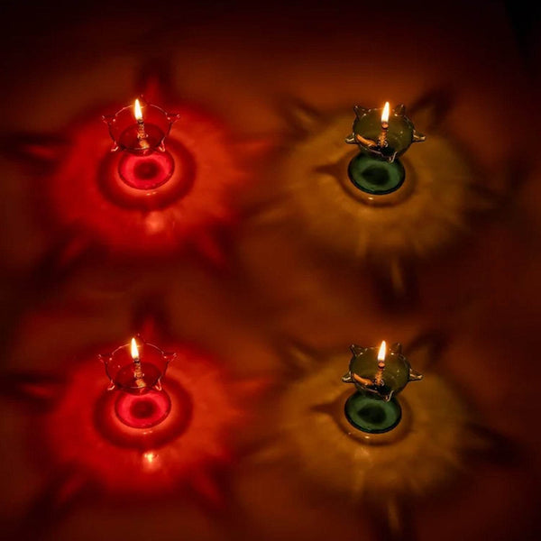 Colourful Reflection Diya Combo Plastic Candle Cup with Multi Shape, Diwali (4 Pcs Set) - dailyneed.life