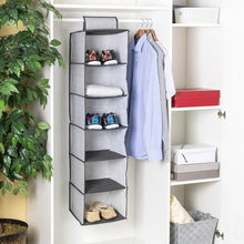 6 Shelf Hanging Closet Organizer, Space Saver, Sweater & Clothing Shelves, Breathable Material Keeps Away Dust & Odors, - dailyneed.life