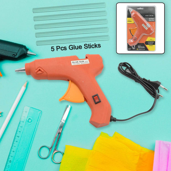 Professional 60 Watt Hot Melt Glue Gun with 5 Glue Sticks & On/Off Switch - dailyneed.life