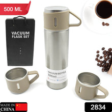 Stainless Steel Vacuum Flask Set with 3 Steel Cups Combo for Coffee Hot Drink and Cold Water Flask Ideal Gifting Travel Friendly Latest Flask Bottle. (500ml) - dailyneed.life