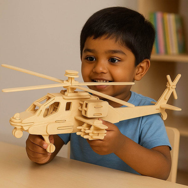 3D Wooden Helicopter Puzzle DIY Model Kit (1 Set) - dailyneed.life