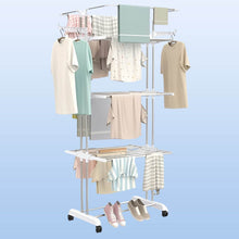 3-Tier Foldable Stainless Steel Cloth Drying Stand with Wheels - dailyneed.life