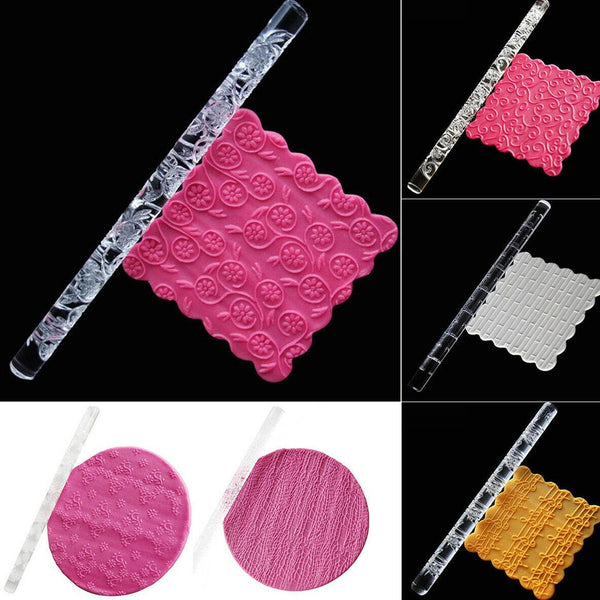 Textured Embossed Acrylic Rolling Pins Fondant Cake Decorating Tools (1 Pc) - dailyneed.life