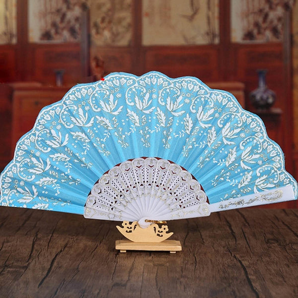 Hand Folding Fan, Chinese Vintage Style Handheld Fan with Fabric Sleeve - dailyneed.life