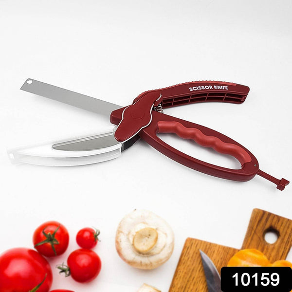 2 in 1 Kitchen Knife Scissor with Spring Locking Hinge and Chopping Board (1 Pc) - dailyneed.life