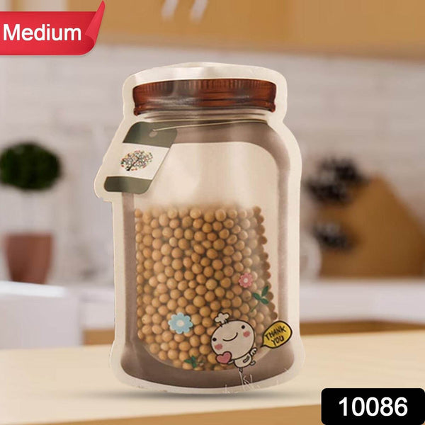 Plastic Transparent Medium Jar Shaped Pouch With Zipper (1 Pc) - dailyneed.life
