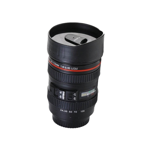 Camera Lens Shaped Coffee Mug Flask With Lid - dailyneed.life