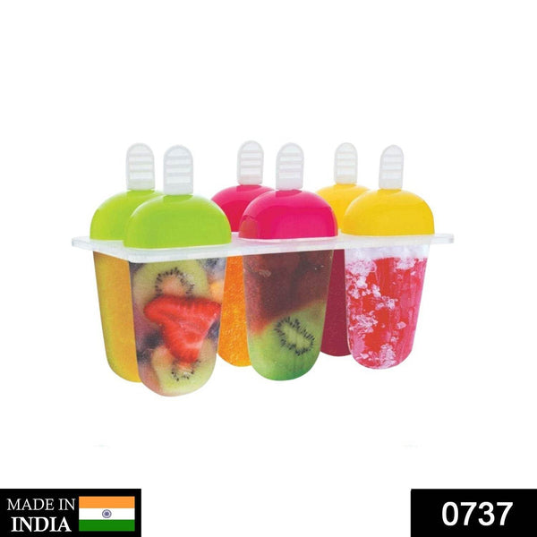 6 Pcs Multicolor Polypropylene Ice Mold, Kulfi Maker / Stick / Cream / Candy Color Assorted - dailyneed.life