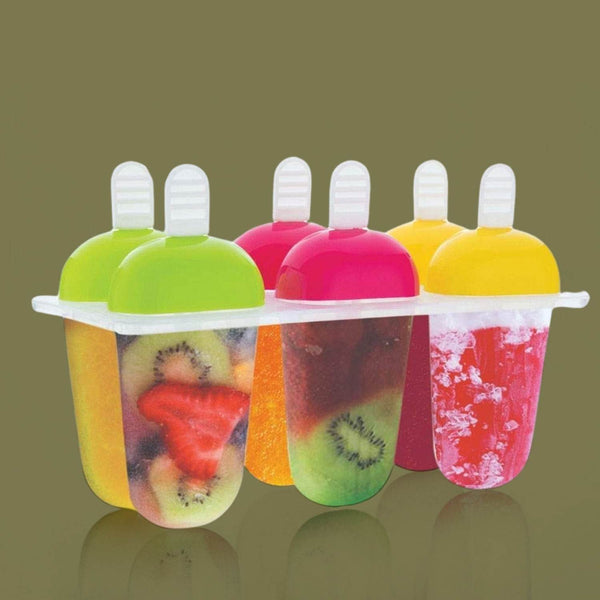 6 Pcs Multicolor Polypropylene Ice Mold, Kulfi Maker / Stick / Cream / Candy Color Assorted - dailyneed.life