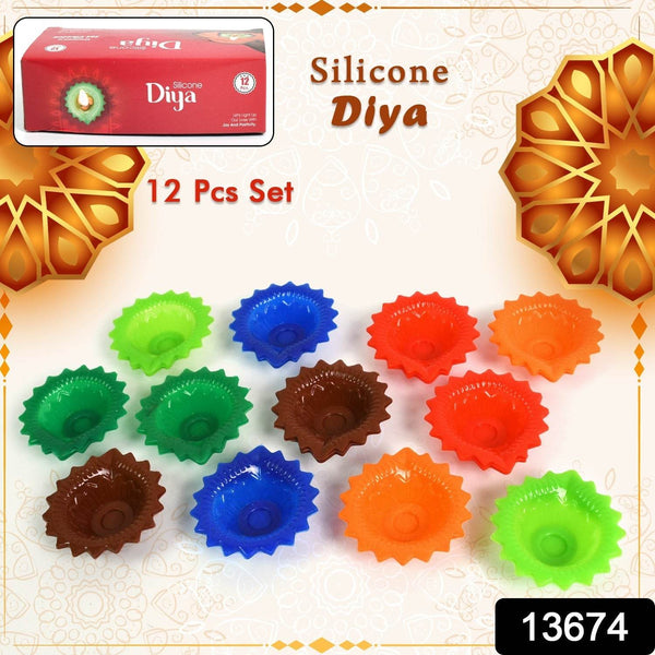Silicone Diya for Diwali Attractive Design Colourful Diya Combo, Diwali (12 Pcs Set) - dailyneed.life
