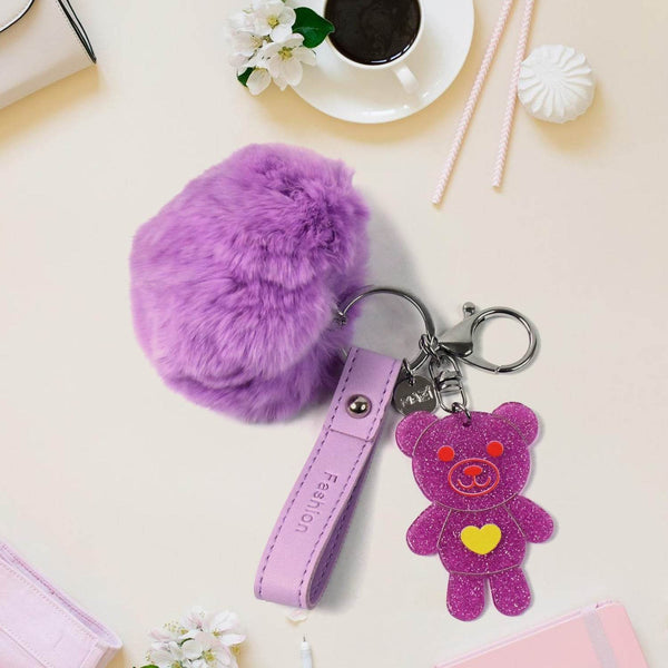 Cute Cartoon Keychain with Fluffy Pom (1 Pc) - dailyneed.life