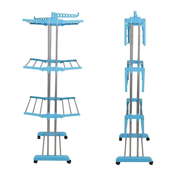 Premium Heavy Duty Stainless Steel 3 Layer Foldable Cloth Drying Stand (1 Set / With Brown Box) - dailyneed.life