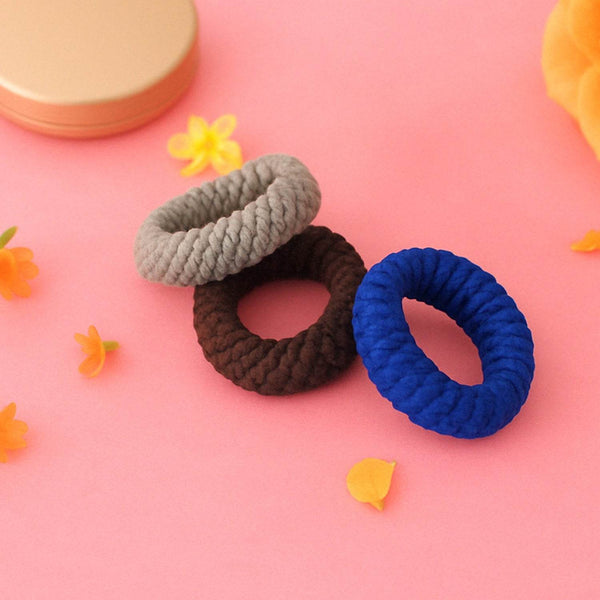 Tyre Shape Hair Rubber Bands Pack of 3 (Multicolour), Hair accessories - dailyneed.life