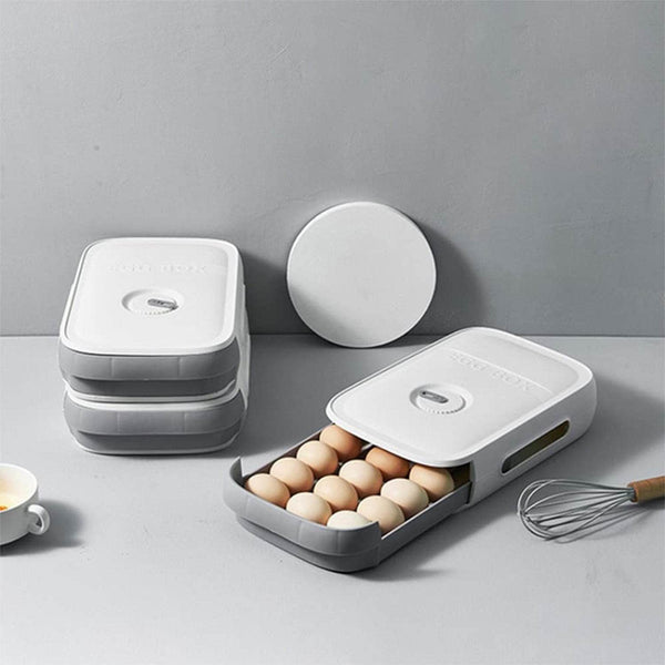 Egg Storage Box Plastic Egg Drawer Fridge Egg Organizer Egg Keeper Refrigerator Egg Drawer Plastic Egg Carton Covered Egg Holder Pantry Egg Bin Household Egg Tray (1 Pc) - dailyneed.life