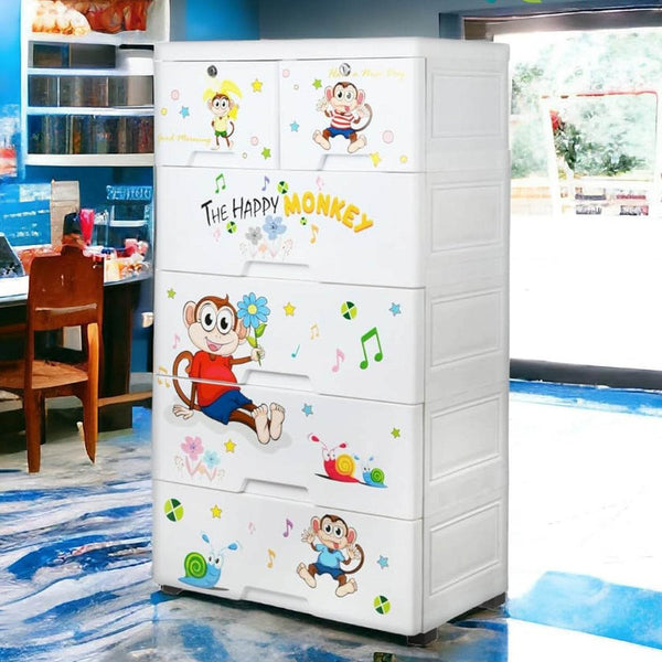 Kid's Plastic Chest of 6 Drawers, Multi-Purpose Storage Organizer/Wardrobe for Kids - dailyneed.life