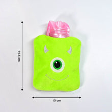 Green One-Eyed Monster Print Small Hot Water Bag with Cover for Pain Relief - dailyneed.life