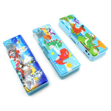 Plastic Multipurpose Compass Box – Double Deck Pencil Case with 2 Compartments & Cartoon Organizer (1 Pc, Mix Design) - dailyneed.life