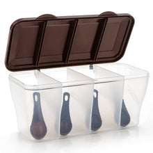 Kitchen Airtight 4-Section Storage Container / Pickle Jar with 4 Spoons (1 Pc / Mix Color) - dailyneed.life