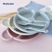 Kids 3 Compartment Food Tray / Plates With Spoon & Fork (1 Set) - dailyneed.life