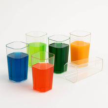 Unbreakable Stylish Transparent Square Design Water / Juice / Beer / Wine Tumbler Plastic Glass Set ( 300 ML, Pack of 6) - dailyneed.life