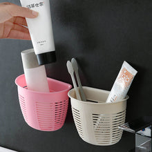 Hanging Plastic Storage Basket, Adhesive Wall Mounted Organizer Box Make Up Holder Shelf Bathroom Wall Basket Punch Free Drain Basket for Kitchen Bathroom, Wall Type Storage Basket (1 Pc) - dailyneed.life