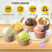 Ice-Cream Waffle Spoon Bowel Cup Set | Premium ice Cream Set | Ice-Cream Bowel with Spoon | 12 units Couple Bowl Set | Brown Box - dailyneed.life